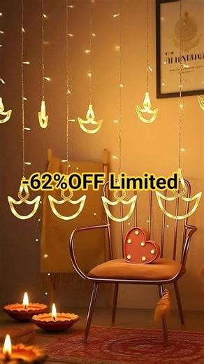 FLYNGO 12 Diya Diwali Curtain String LED Lights for Decoration, Window Lights with 8 Flashing