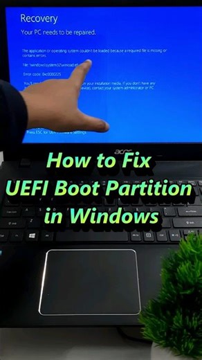 How Fix UEFI Boot Partition in Windows 💻 #youtubeshorts #shortsvideo #shorts
