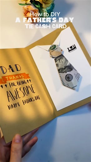 Pearbee2072 on Instagram: "How to DIY a Father’s Day tie cash card#giftideas #easytutorial #howto #origami #money #dollar #fathersday #tie #giftcards"