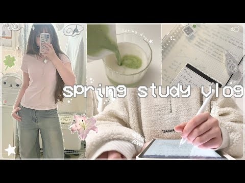 studying for midterms at 5 AM ☆ *realistic* spring school vlog 🖇️🗒️