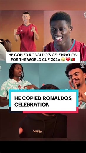 The Portuguese players , Ronaldo, joao Felix , Neto , Bruno Fernandes , rafael Leo all practiced their celebrations for the World Cup 2026 but nuno mendes ended up copying Ronaldo #wholesome #ronaldo #portugal