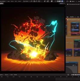 Hiroshi Kanazawa | anime-style explosion generator #explosion #blender #blender3d #b3d #3d #3dcg #animation #anime #effects #effect #vfx #geomtrynodes... | Instagram