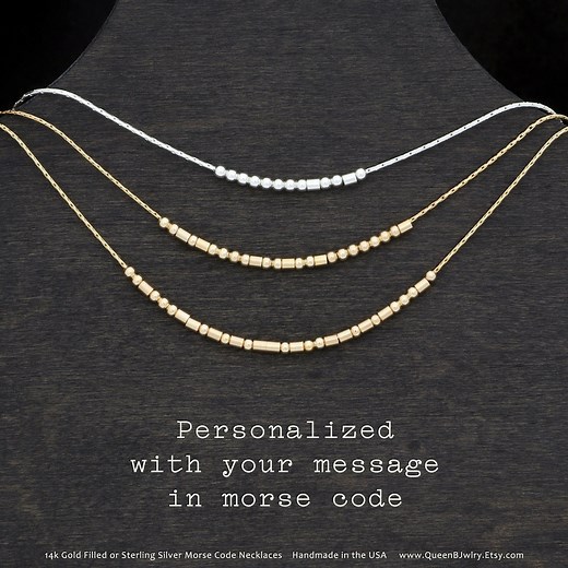 Custom Morse Code Necklace, Personalized Morse Code Hidden Message Jewelry, Dainty Necklace Gift for Her, Gold Fill or Sterling Silver - Etsy