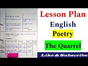 Lesson Plan English Poetry | The Quarrel | English Poetry Lesson Plan