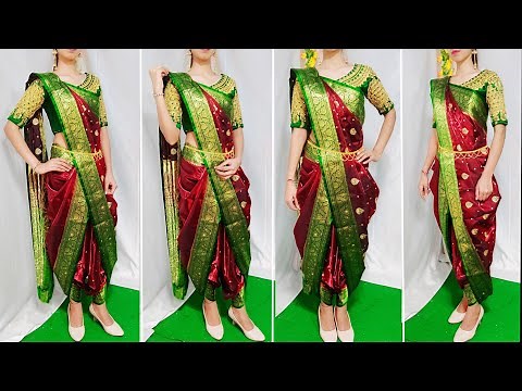 HEAVY SILK SAREE DRAPING IN PERFECT DHOTI STYLE|MARATHI STYLE SAREE DRAPING|HINDI