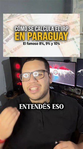 Cómo se calcula el IRP en Paraguay (el famoso 8%, 9% y 10%) Descripción: En este video te explico, en simple, cómo se calcula el Impuesto a la Renta Personal (IRP) en Paraguay para rentas de servicios personales: desde cuándo quedás alcanzado (más de G. 80.000.000 al año), qué ingresos se toman, qué gastos personales podés deducir, cómo se obtiene la renta neta y cómo se aplican las tasas progresivas del 8%, 9% y 10% por tramos. Si sos asalariado, independiente o profesional y escuchás hablar de