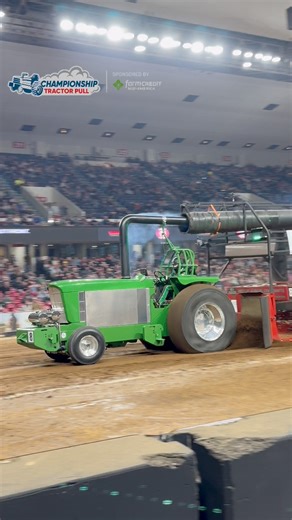“Linder Brothers” Pro Stock Tractor roaring through Freedom Hall at the 2025 National Farm Machinery Show Championship Tractor Pull presented by Farm Credit Mid-America! #NFMS26 #TractorPulling #JohnDeere #Motorsport #Tractor | Thurston Pulling Photos