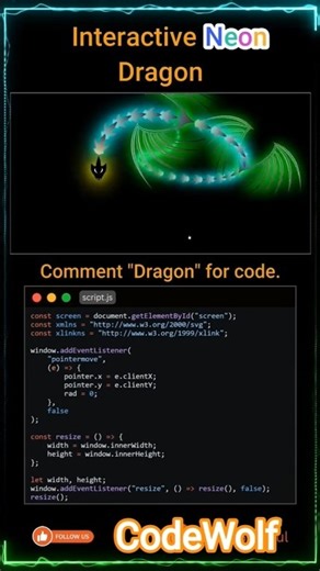 Interactive Neon Dragon Using HTML and CSS #trending #coding #viral #shortsfeed #shorts #explore