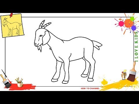 How to draw a goat 3 EASY step by step for kids, beginners, children
