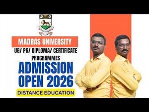 🎓 Madras University Distance Education Admission 2026 Open! 🎓