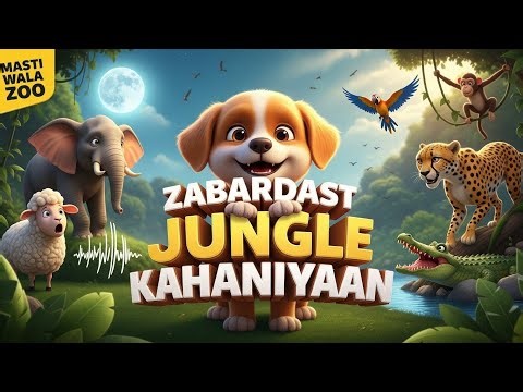 ज़बरदस्त जंगल कहानियाँ 🌈🐶🐘🐑🐆🐊 | पप्पी की मुस्कान, चाँद का राज़ और जंगल का दंगल | मस्ती वाला ज़ू