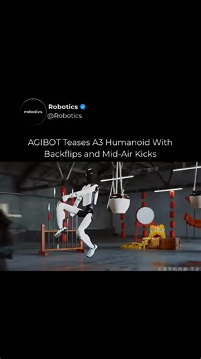 Robotics on Instagram: "Follow US (@ROBOTICS) to learn something NEW everyday 🚀 Comment ‘Robot’ to get access to our Weekly Robotics Newsletter. AGIBOT’s upcoming A3 humanoid is showing off some wild athletic control. Rapid mid-air side kicks, chained flips, and backflips that look closer to stunt training than typical robot demos. Whatever their training and control stack looks like, the coordination and recovery on display is seriously impressive. Media: AGIBOT #ai #robots #robotics #artifici