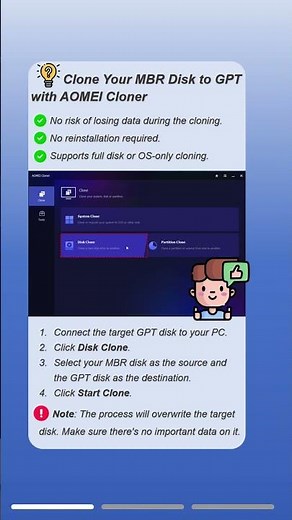 Clone Disk from MBR to GPT with Ease #mbr #gpt #disk #clone #conversion #windows #transfer