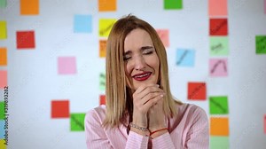 Depressed young girl crying on camera and confessing on social media program. Innocent woman going through domestic violence, young victim tears. Nervous breakdown, world cruelty and woman's tragedy