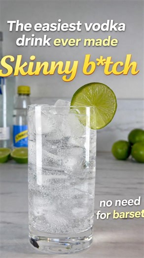 Skinny B*tch 🍸 Vodka + lime + tonic. Ice & stir 🍋‍🟩✨ #vodkadrink #easycocktails