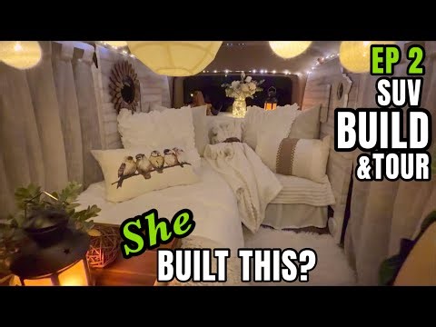 CAMPER BUILD in CHEVY TAHOE🤍 💚The Building Process💚+Tour 🤍