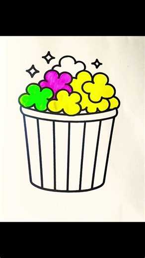 The Cutest Popcorn Ever? 🍿💖#shotrs #drawing #coloring #art#popcorn#typ