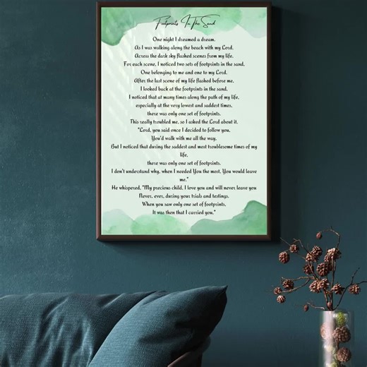 Footprints in the Sand Poem Print: Christian Wall Art (digital Download) - Etsy