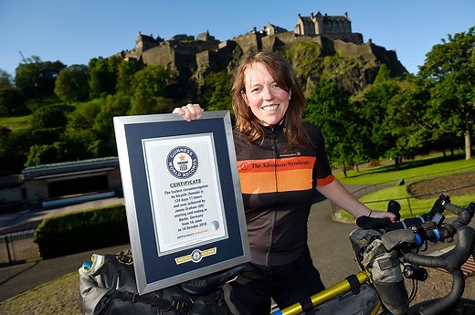 Meet Jenny Graham (UK), our new record holder for fastest circumnavigation by bicycle (female) 🚴‍♀️🌏 In 124 days 11 hours Jenny cycled 18,000 miles, travelling across Europe, Asia, Oceania and North America to break the previous record by 20 days. Her achievement has not only earned her a place in Guinness World Records 2020, but she has also helped launch this year's Guinness World Records Day - #GWRday - which encourages people to go on an adventure and potentially become a record-breaker. H
