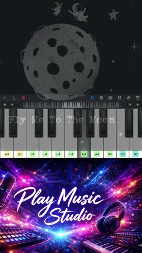 Fly Me To The Moon Easy Piano Tutorial 🌙🎹 | | Play Music studio #pianodrop #pinkpiano #pianogirl
