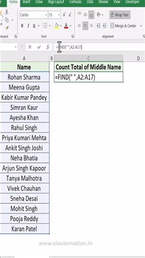 Smart Way to Count Middle Names in a Name List #excel #excelforbeginners #exceltips #office