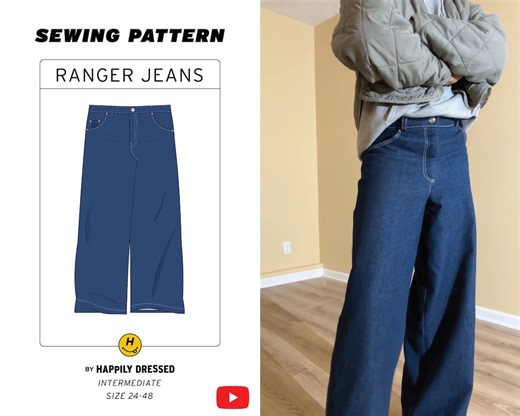 Ranger Jeans Sewing Pattern PDF | Men's Wide Leg Jeans (sizes 24-48) - Etsy