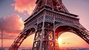 eiffel tower at sunset paris, architecture, eiffel, france, tower, bridge, colorful lights HD resolution with hyper realistic 4K Background.