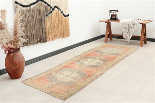 4x13 Ft Orange Green Turkish Runner, Vintage Rug, Kitchen Runner, Hallway Entryway Runner, Handwoven Oushak Rug, Corridor Rug,3.6x12.6ft - Etsy