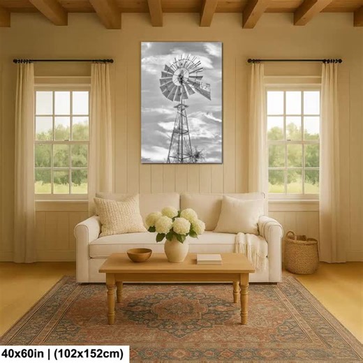 Bandera Windmill Print: Texas Cowboy Wall Art Black & White Photography - Etsy