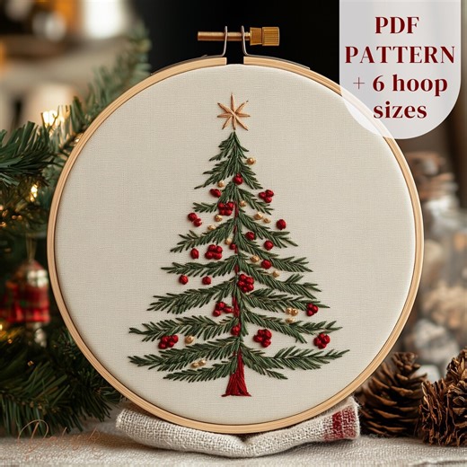 Christmas Tree Hand Embroidery Pattern, Winter Embroidery PDF Design, Holiday Season Embroidery Printable, Christmas Tree Stitching Pattern - Etsy UK