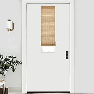LazBlinds No Drill Bamboo Roller Shades, Brown206, 12" W x 70" H | No Tools Cordless Bamboo Blinds, Light Filtering Roll Up Blinds for Windows, French Door, Porch or Patio Privacy Screen