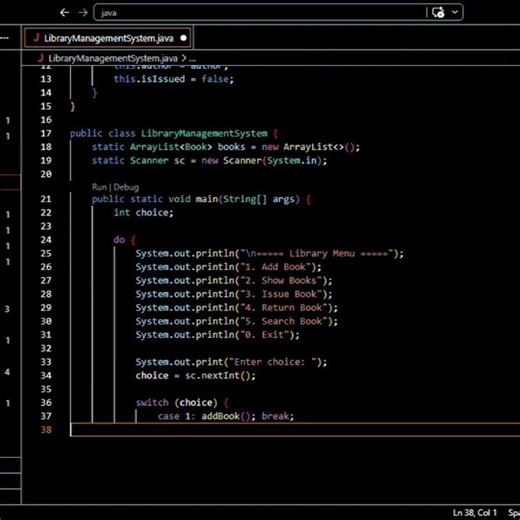 Library Management System In Java #java #coding #tutorial #programming #shorts #javaprojects