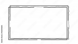 Rectangular, square frame, self drawing animation. Black lines animated on white background.