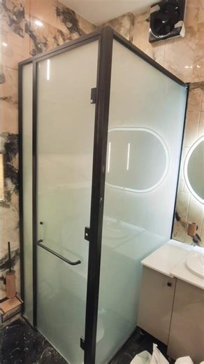 shower cubicle.. #glasspartition #animeedit #interiordesign #architecturelovers #blackaccessories