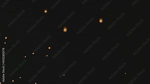 Loy Krathong Festival in Chiang Mai Thailand. Sky lanterns, flying lanterns, floating lanterns, hot-air balloons.