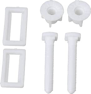 RDEXP 2 Pairs White Plastic Toilet Seat Cover Hinge Blind Hole Rectangular Bolts with Nuts Washers