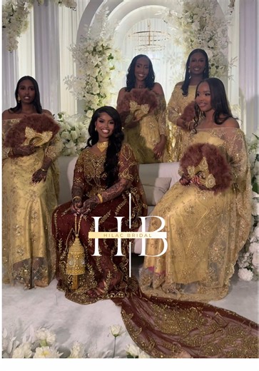 our bridal team wearing our new ALIYA bridal dirac & matching bridesmaids sets/fans 😍 #somalitiktok #bridaldirac #diracsomali #aroos #somaliwedding