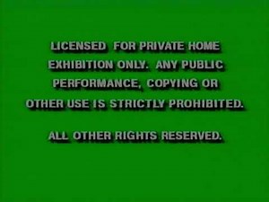 Licensed for private home exhibition only - VHS