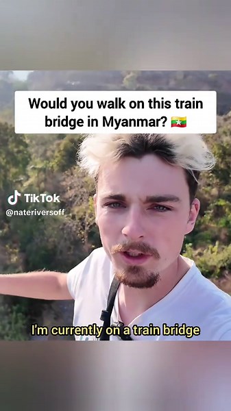 Would you walk on this train bridge in Myanmar? 🇲🇲 #myanmar #travel #burma #backpacker #shanstate
