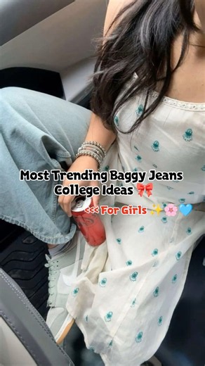 Most Trending Baggy Jeans College 🎀#ootd#fashion#shorts#cute#love#trending#style#ytshorts#fyp#song