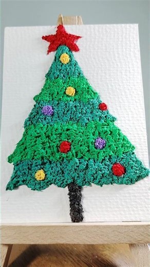 Christmas Tree//Texture painting art with tissue paper #cute #diy #painting #christmas