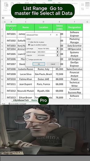 Advanced Filter in Excel 🔍 | Filter Data Like a Pro! 💼 #ExcelTips #ExcelTutorial #Shorts