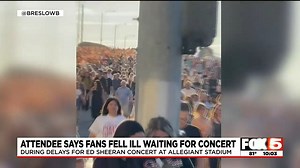 3K views · 44 reactions | A fan told FOX5 's Shawna Khalafi that people threw up and passed out while waiting outside during the Ed Sheeran concert delays on Saturday in Las Vegas. STORY: bit.ly/45LHvoK | FOX5 Las Vegas | Facebook