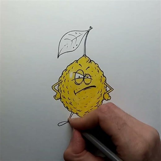Let's draw a lemon character using colored pencils. Малюємо персонаж лимон кольоровими олівцями.