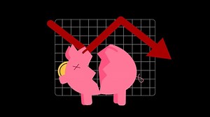 Download 2D animation of savings that run out due to crisis and recession for free