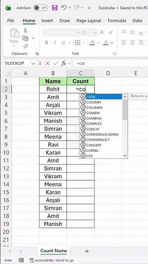 Smart Way to Count Duplicates Fast in Excel #excelforbeginners #excelshortcuts #office