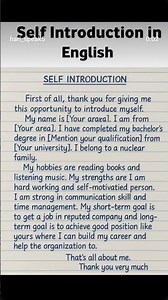 Perfect self introduction in English | Simple and effective format for student#english
