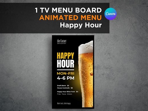Happy Hour Animated TV Menu – Bar & Restaurant Display - Etsy