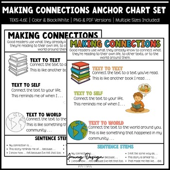Making Connections Anchor Chart Set | Color & Black/White | Multiple Sizes