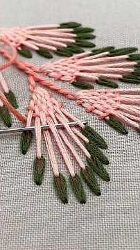 Elegant Leaf Embroidery Design with Long Tailed Daisy Stitch for beginners